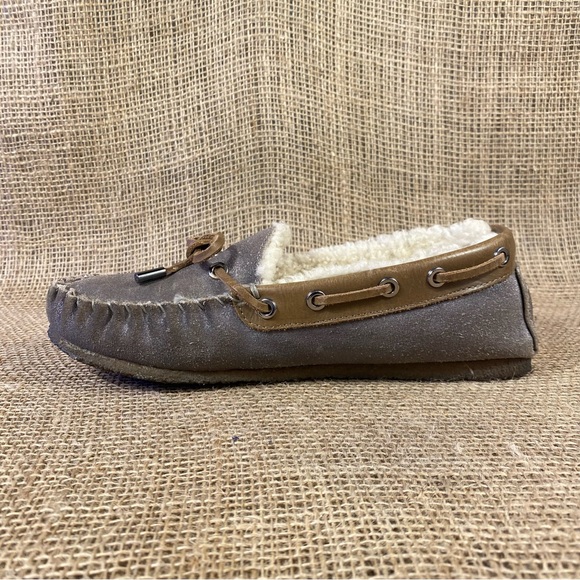 Tory Burch sandals shoes slip-on moccasins leather shearling Rare 6 M - Picture 4 of 12